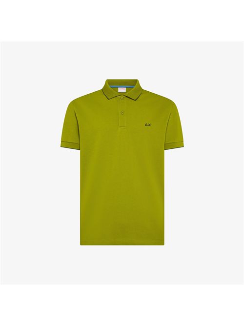 Polo con dettagli a contrasto in cotone verde oliva SUN 68 | A36111/42